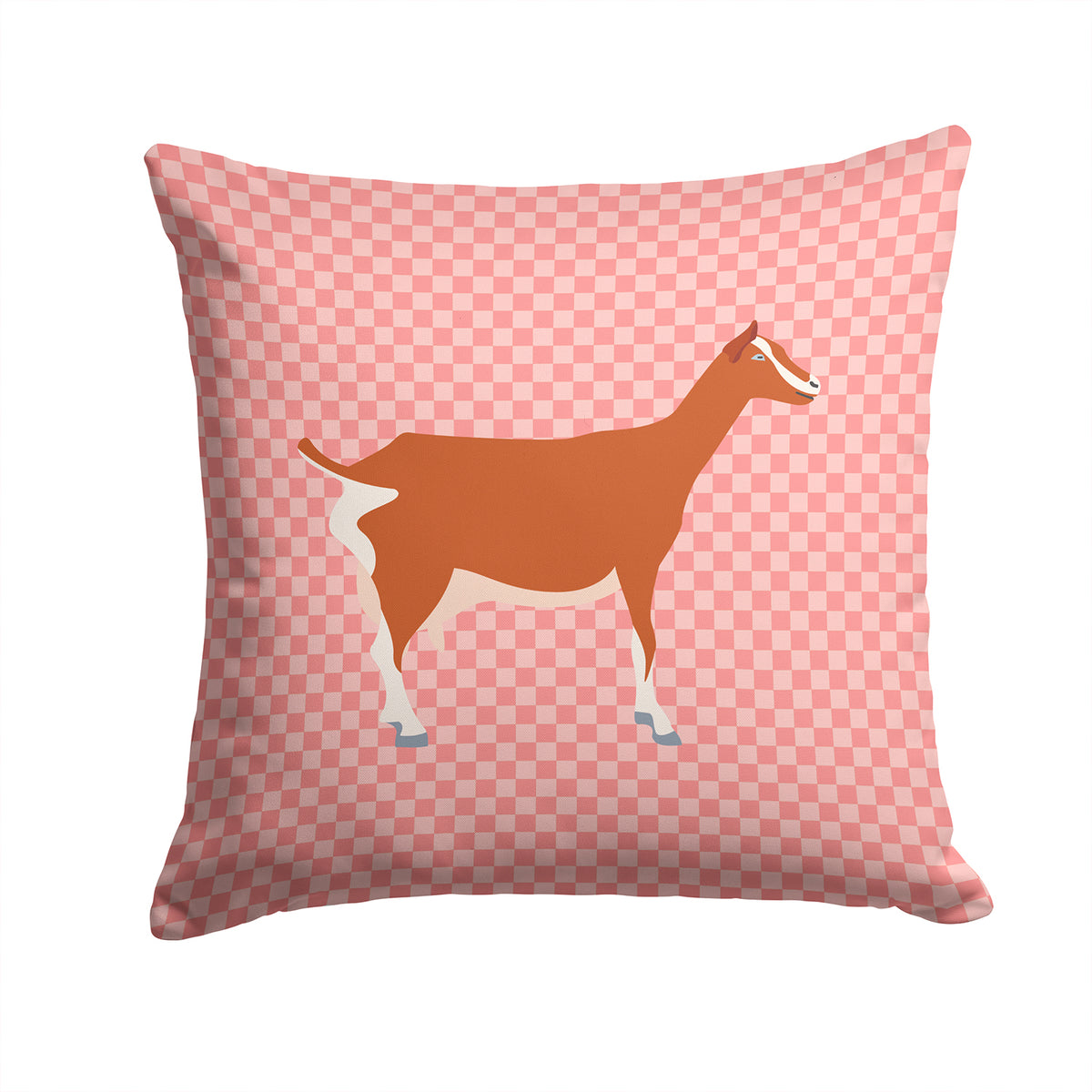 Toggenburger Goat Pink Check Fabric Decorative Pillow BB7881PW1414 - the-store.com