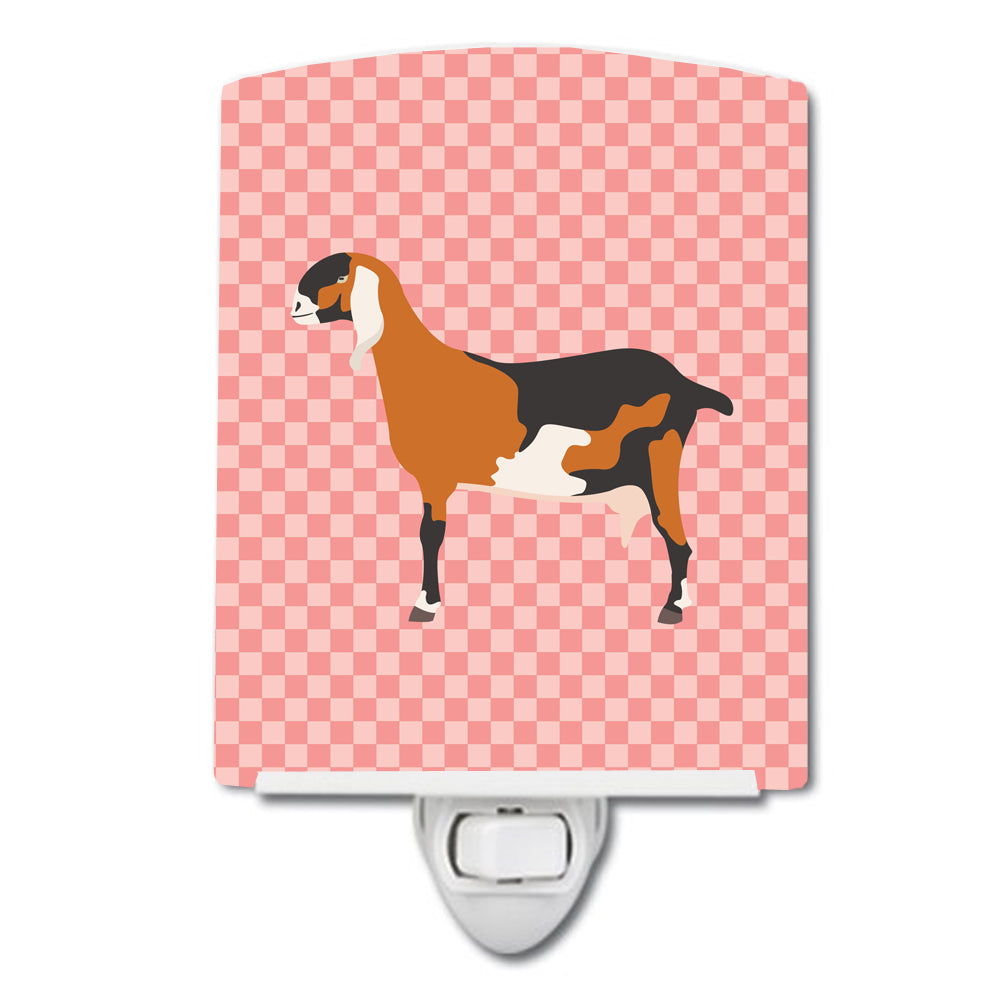 Anglo-nubian Nubian Goat Pink Check Ceramic Night Light BB7883CNL - the-store.com