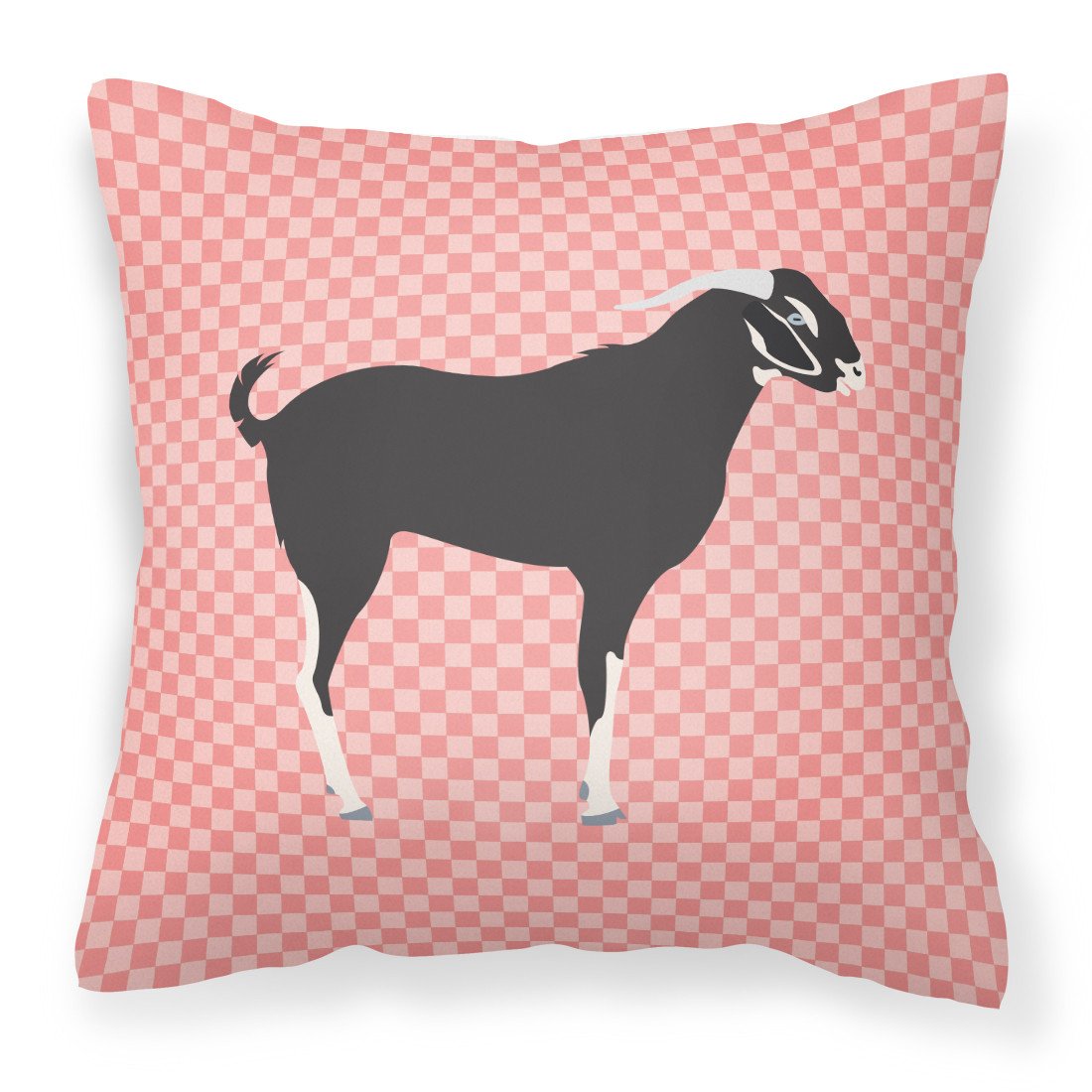 Black Bengal Goat Pink Check Fabric Decorative Pillow BB7884PW1818 by Caroline's Treasures