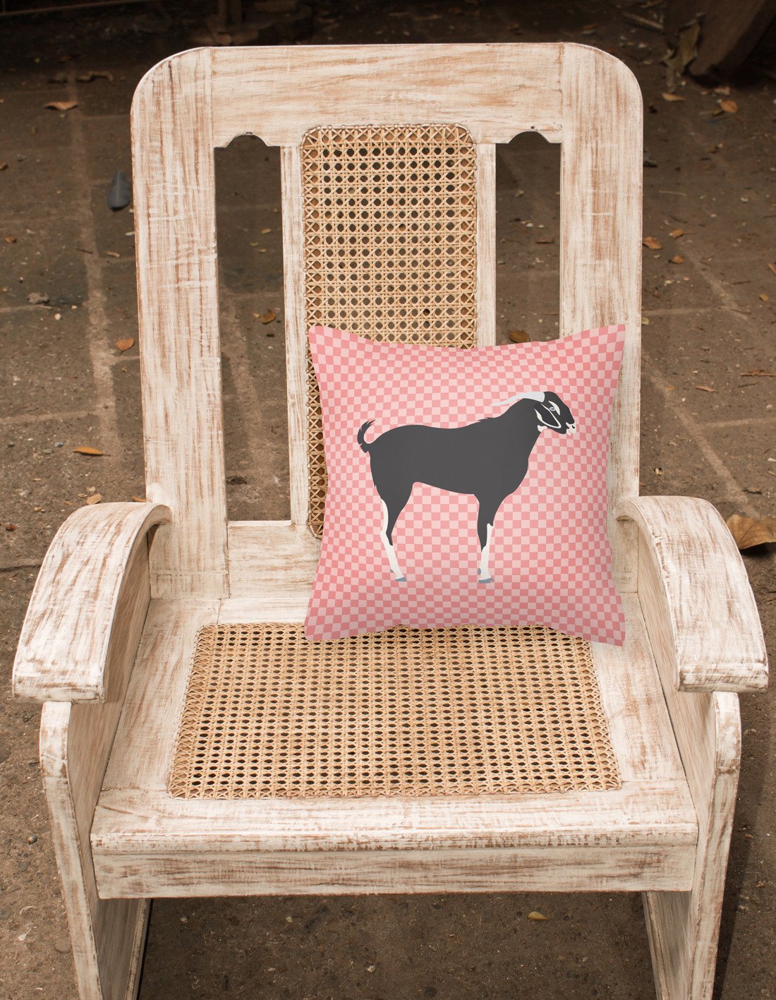 Black Bengal Goat Pink Check Fabric Decorative Pillow BB7884PW1818 by Caroline's Treasures