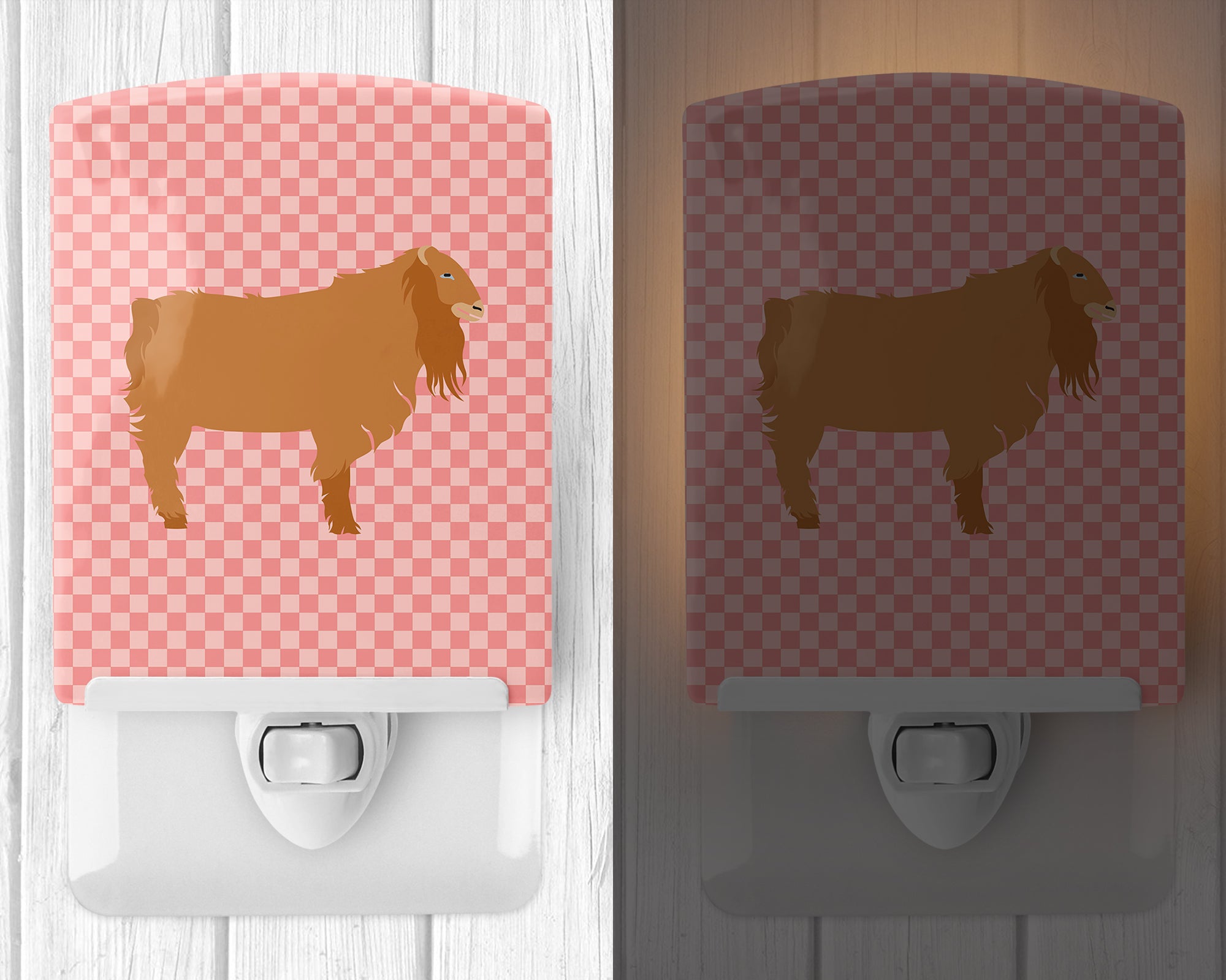 American Lamancha Goat Pink Check Ceramic Night Light BB7885CNL - the-store.com