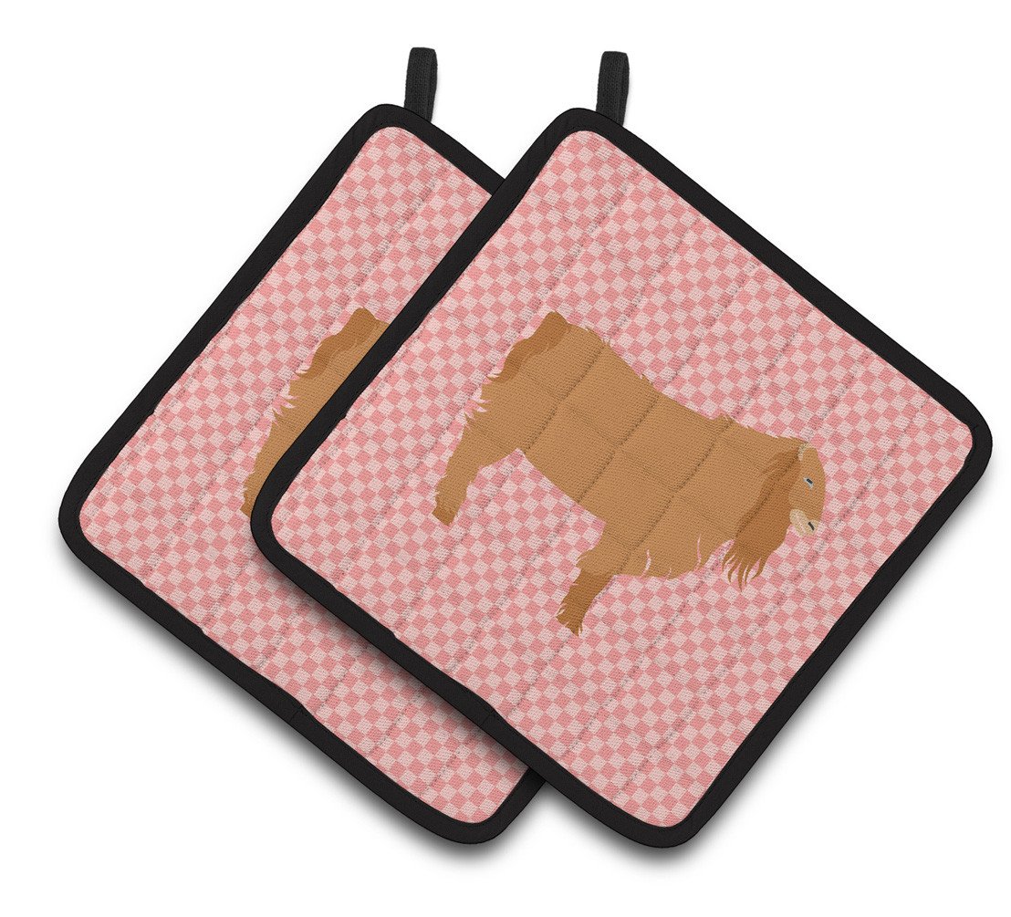 American Lamancha Goat Pink Check Pair of Pot Holders BB7885PTHD by Caroline's Treasures