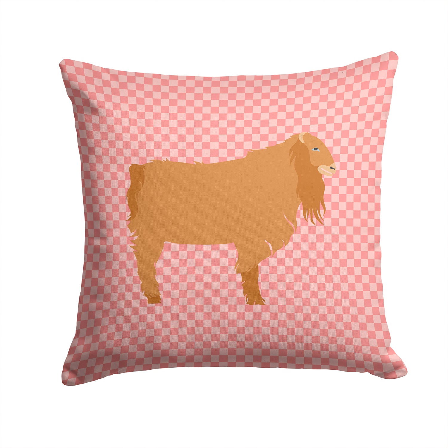 American Lamancha Goat Pink Check Fabric Decorative Pillow BB7885PW1414 - the-store.com