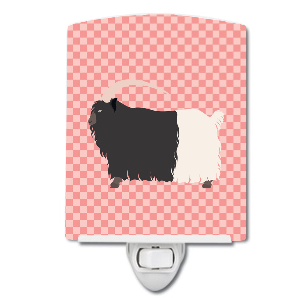 Welsh Black-Necked Goat Pink Check Ceramic Night Light BB7887CNL - the-store.com