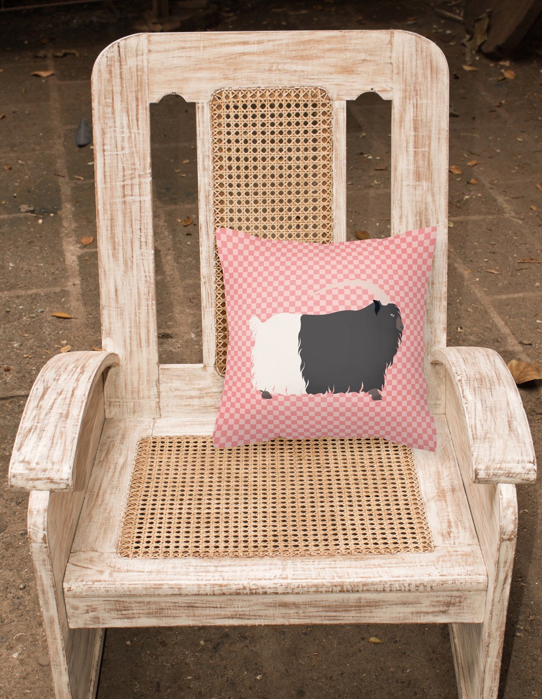 Welsh Black-Necked Goat Pink Check Fabric Decorative Pillow BB7887PW1818 by Caroline's Treasures