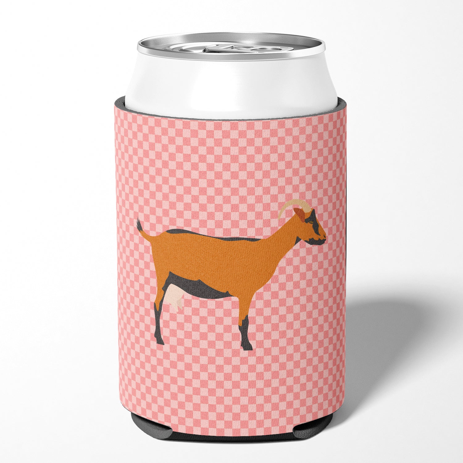 Oberhasli Goat Pink Check Can or Bottle Hugger BB7888CC  the-store.com.