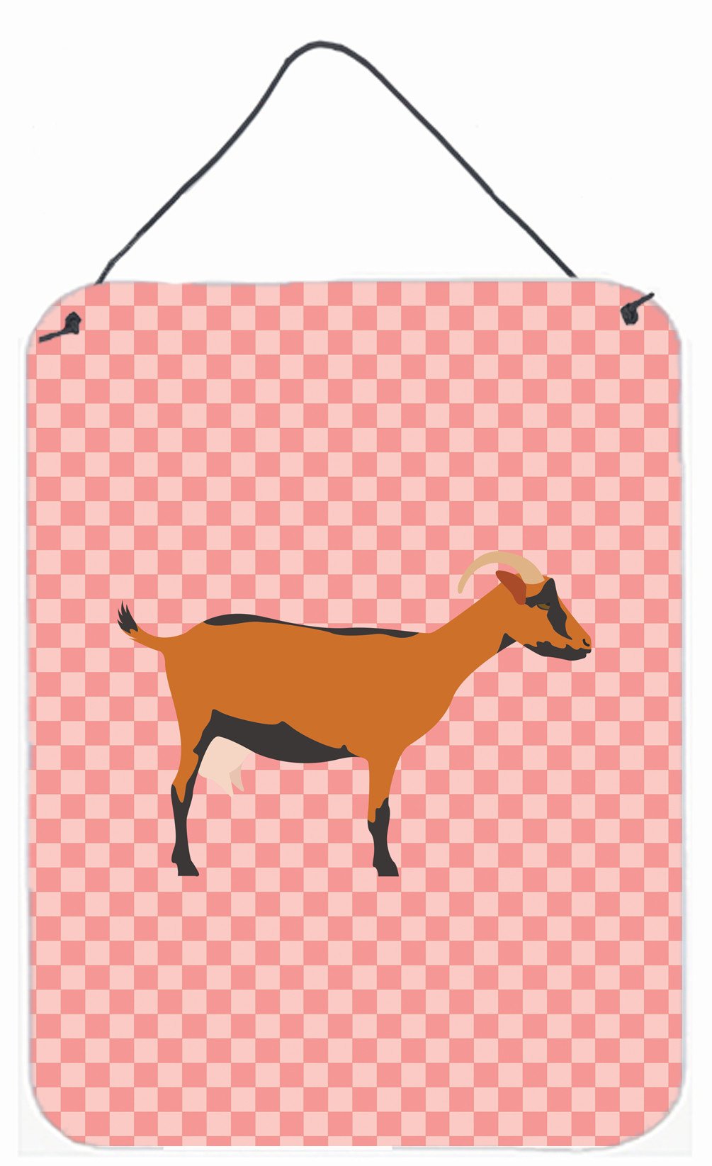 Oberhasli Goat Pink Check Wall or Door Hanging Prints BB7888DS1216 by Caroline's Treasures