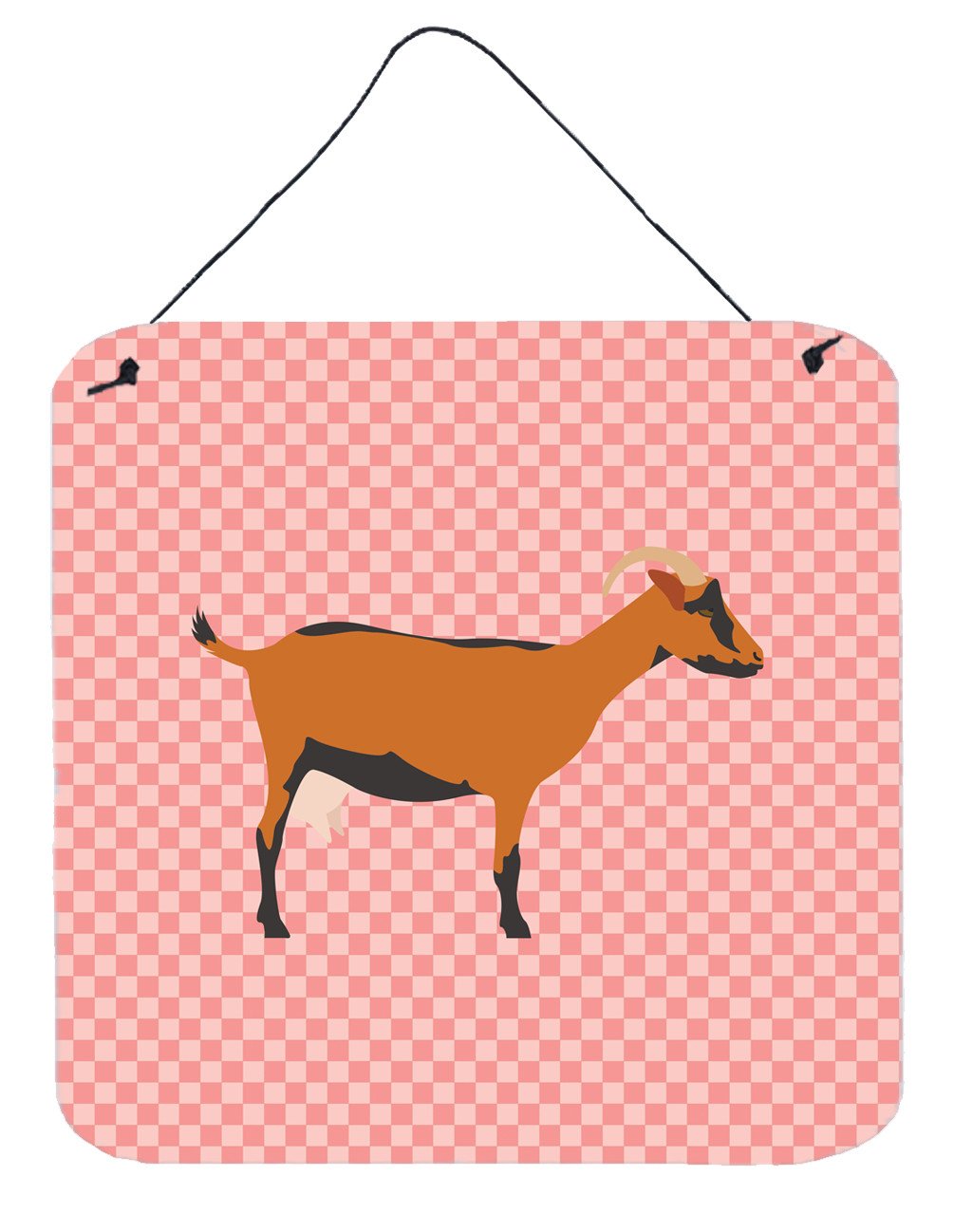 Oberhasli Goat Pink Check Wall or Door Hanging Prints BB7888DS66 by Caroline's Treasures