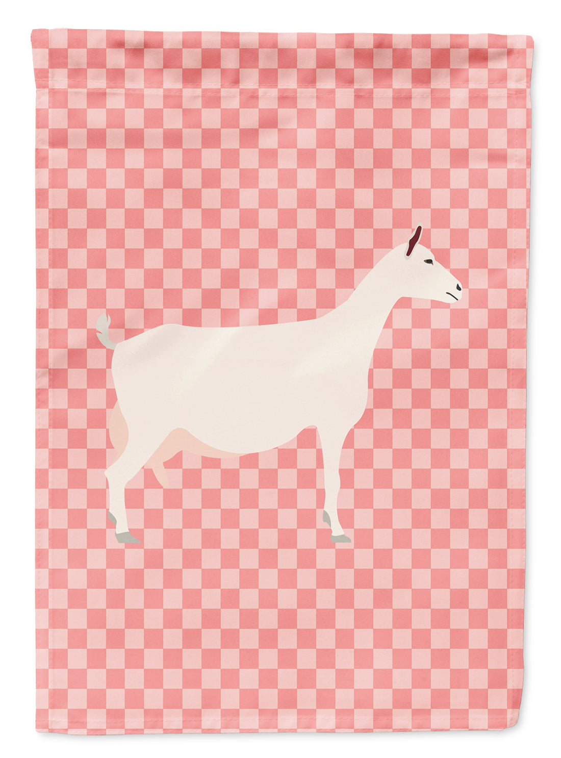 Saanen Goat Pink Check Flag Garden Size  the-store.com.