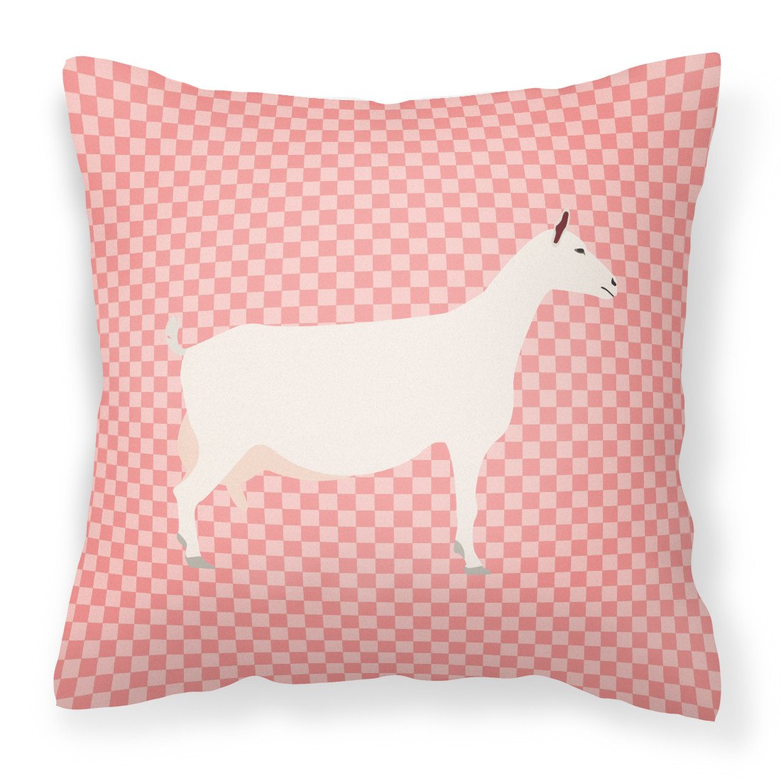 Saanen Goat Pink Check Fabric Decorative Pillow BB7889PW1818 by Caroline's Treasures