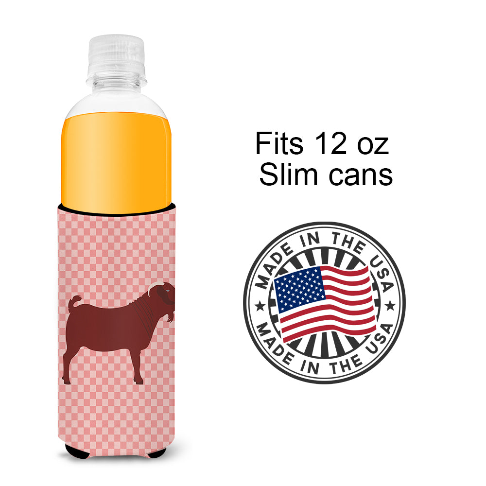 Kalahari Red Goat Pink Check  Ultra Hugger for slim cans  the-store.com.