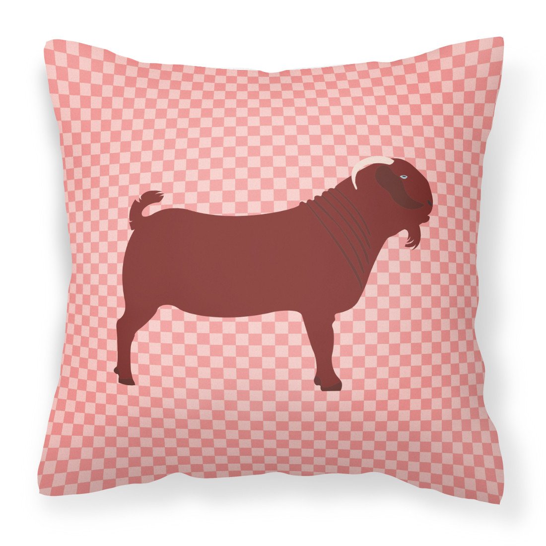 Kalahari Red Goat Pink Check Fabric Decorative Pillow BB7891PW1818 by Caroline's Treasures