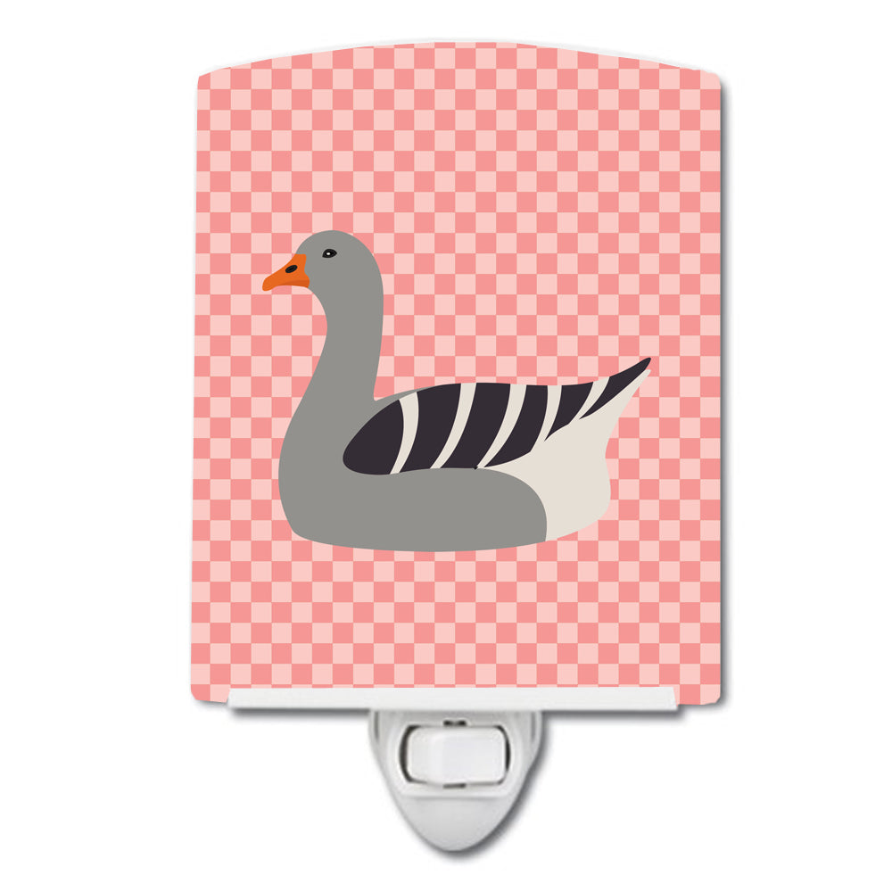 Pilgrim Goose Pink Check Ceramic Night Light BB7893CNL - the-store.com