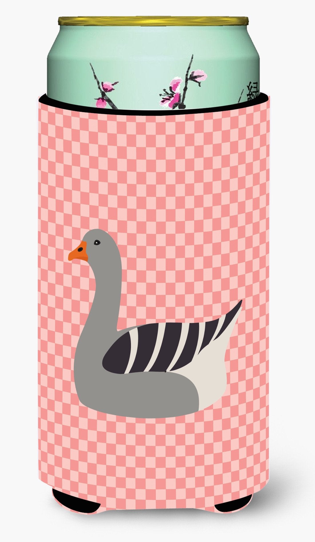 Pilgrim Goose Pink Check Tall Boy Beverage Insulator Hugger BB7893TBC by Caroline's Treasures