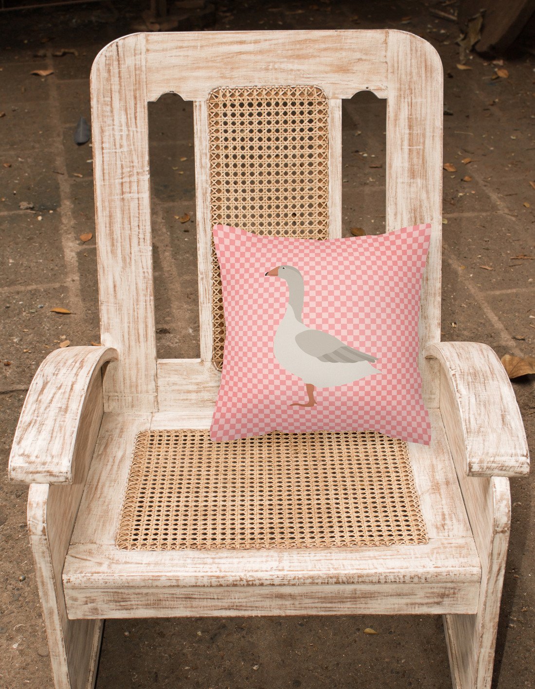 Steinbacher Goose Pink Check Fabric Decorative Pillow BB7894PW1818 by Caroline's Treasures