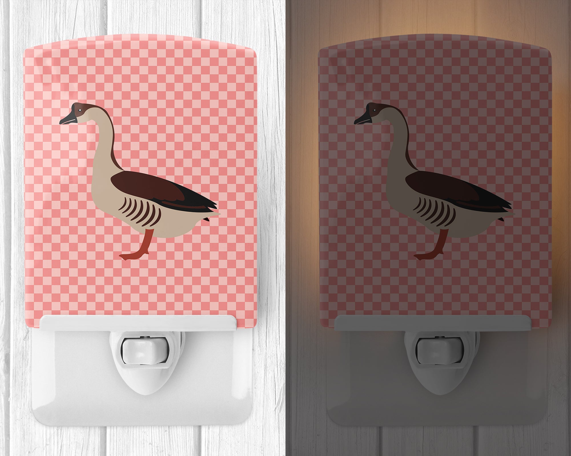 Chinese Goose Pink Check Ceramic Night Light BB7896CNL - the-store.com