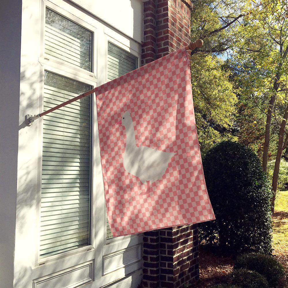 Roman Goose Pink Check Flag Canvas House Size BB7898CHF  the-store.com.