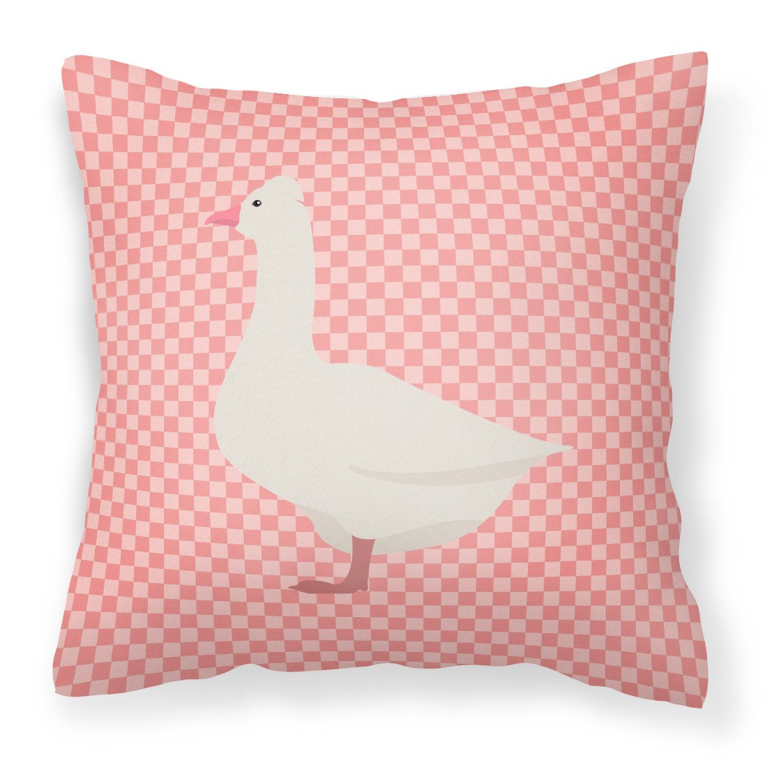 Roman Goose Pink Check Fabric Decorative Pillow BB7898PW1818 by Caroline's Treasures