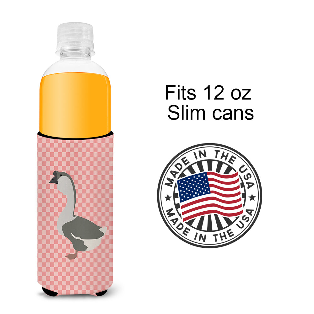 African Goose Pink Check  Ultra Hugger for slim cans  the-store.com.