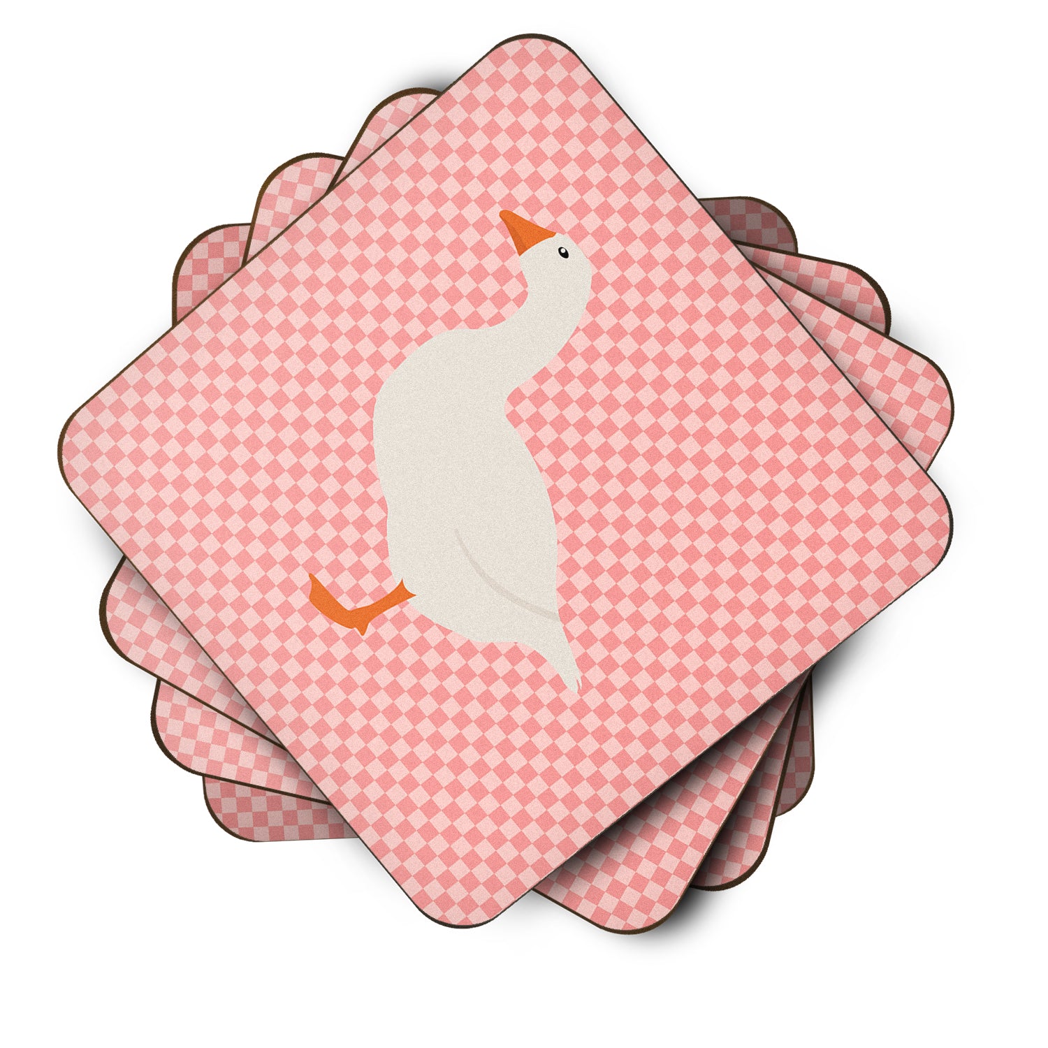 Shire Horse Pink Check Foam Coaster Set of 4 BB7900FC - the-store.com