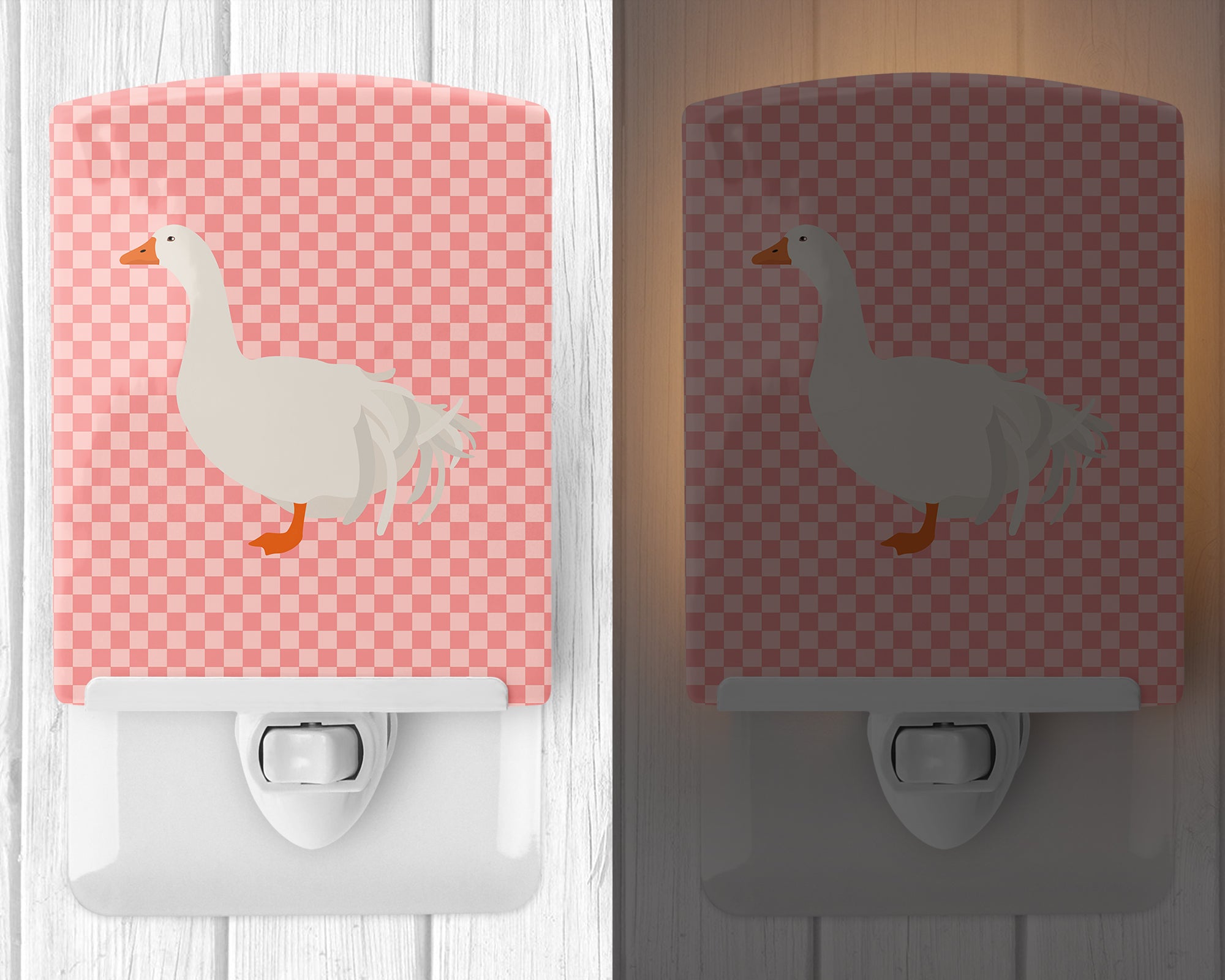 Sebastopol Goose Pink Check Ceramic Night Light BB7902CNL - the-store.com