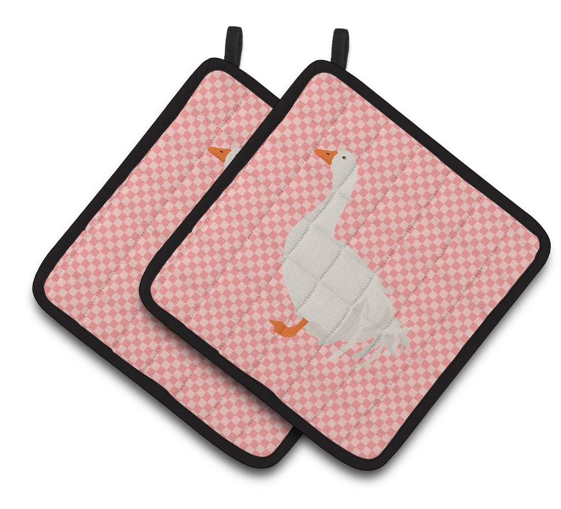 Sebastopol Goose Pink Check Pair of Pot Holders BB7902PTHD by Caroline&#39;s Treasures