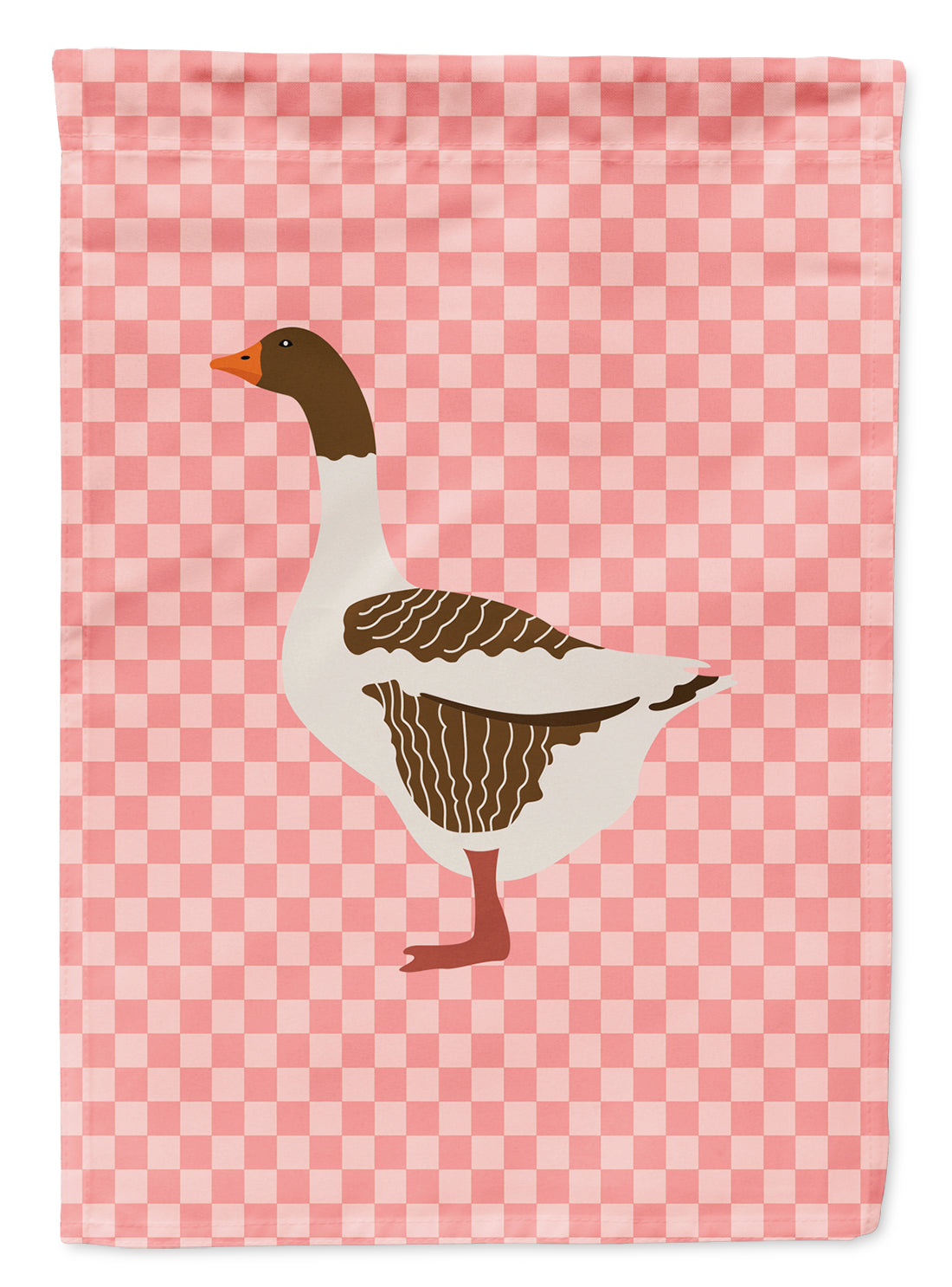 Pomeranian Rogener Goose Pink Check Flag Garden Size  the-store.com.