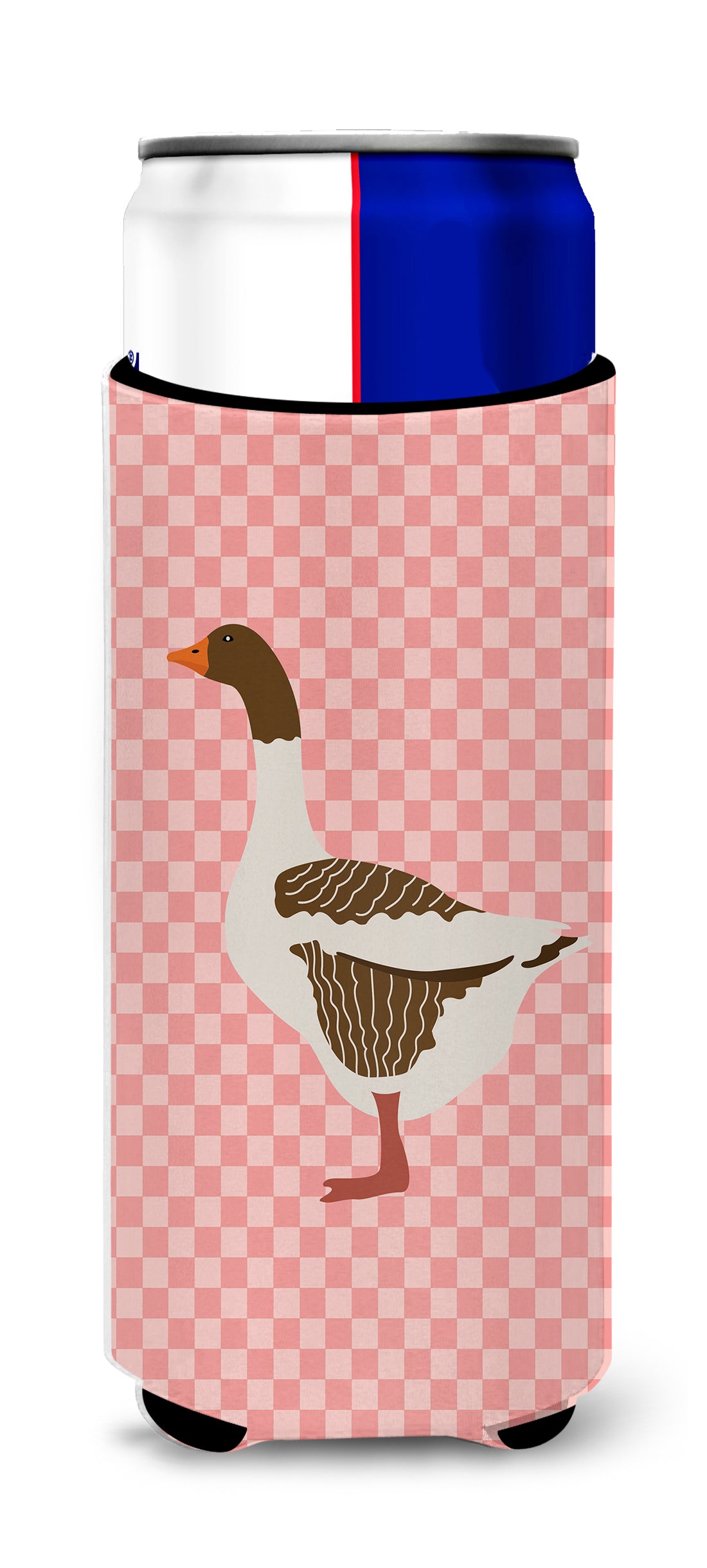 Pomeranian Rogener Goose Pink Check  Ultra Hugger for slim cans  the-store.com.