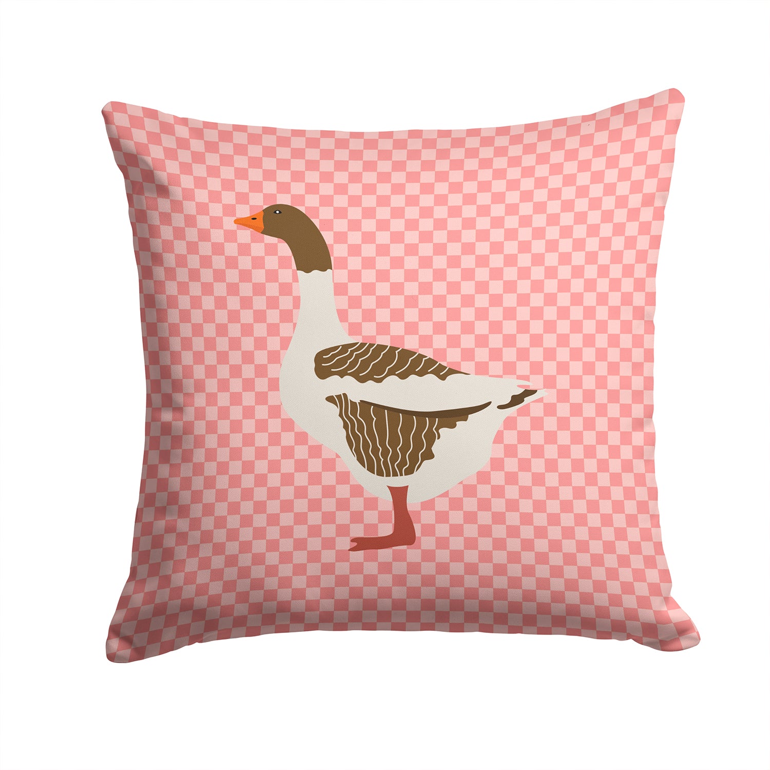 Pomeranian Rogener Goose Pink Check Fabric Decorative Pillow BB7903PW1414 - the-store.com