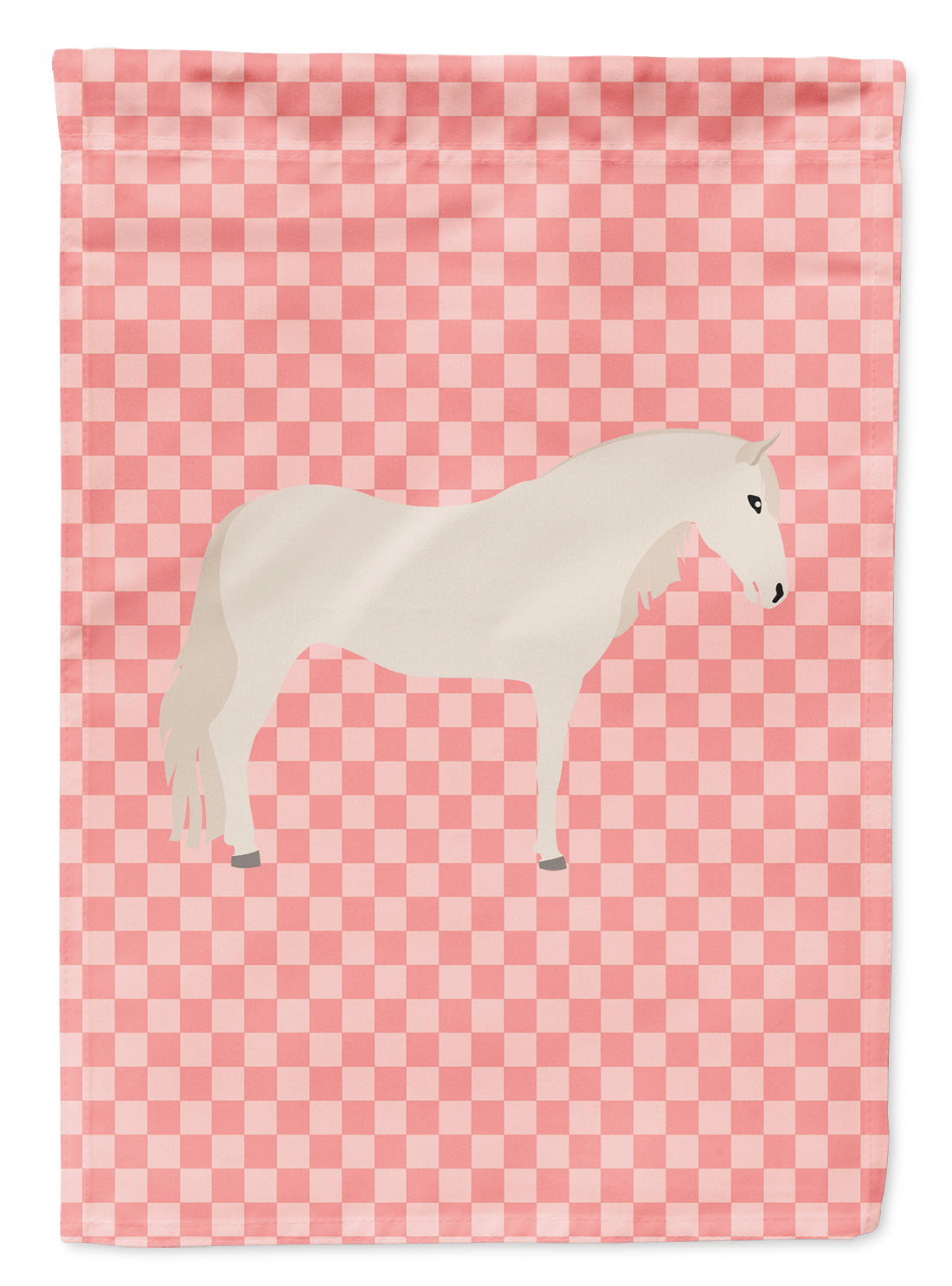 Paso Fino Horse Pink Check Flag Garden Size  the-store.com.