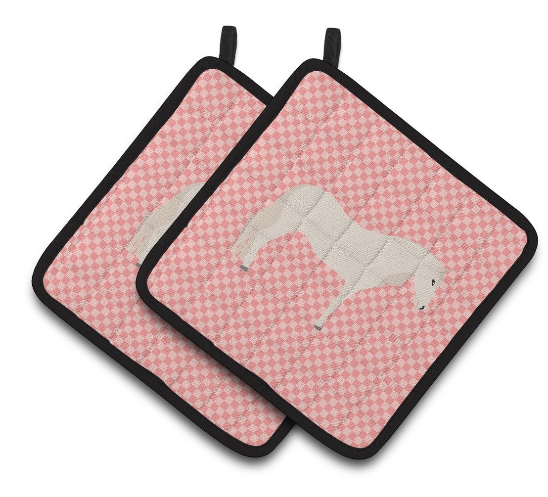 Paso Fino Horse Pink Check Pair of Pot Holders BB7905PTHD by Caroline's Treasures