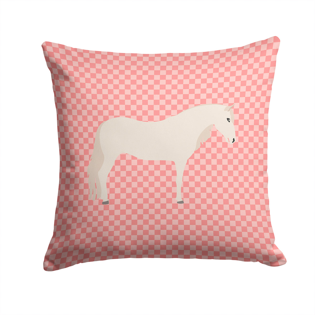 Paso Fino Horse Pink Check Fabric Decorative Pillow BB7905PW1414 - the-store.com