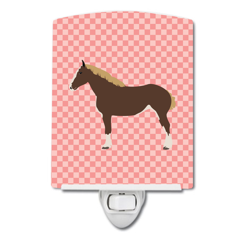 Percheron Horse Pink Check Ceramic Night Light BB7906CNL - the-store.com