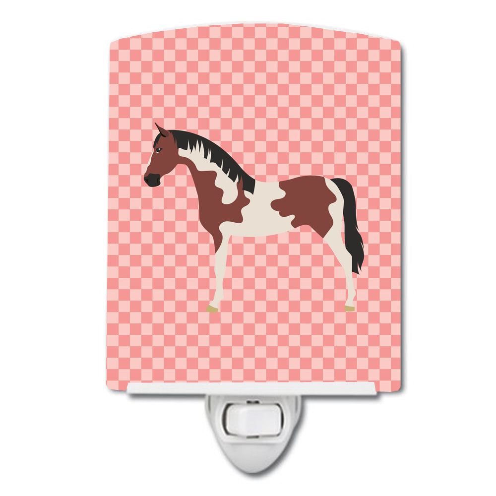 Pinto Horse Pink Check Ceramic Night Light BB7907CNL - the-store.com