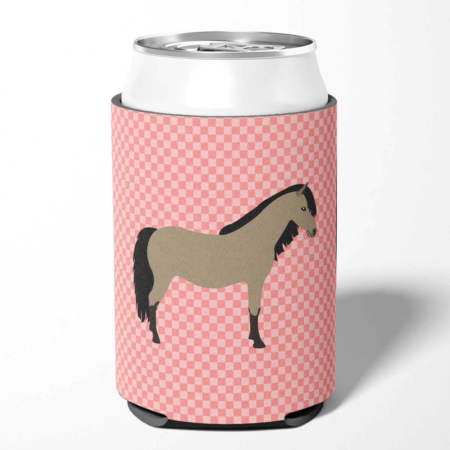 Welsh Pony Horse Pink Check Can or Bottle Hugger BB7910CC  the-store.com.