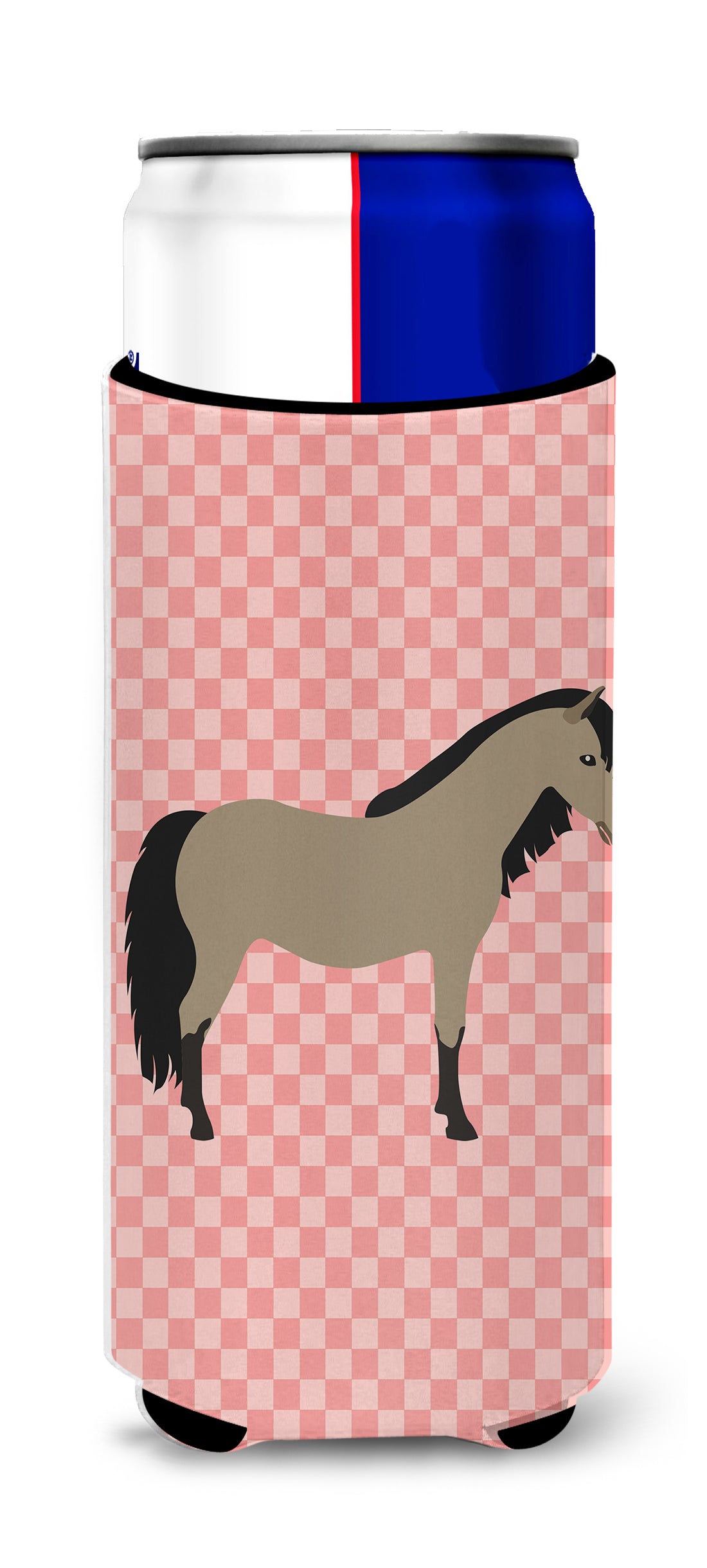 Welsh Pony Horse Pink Check  Ultra Hugger for slim cans  the-store.com.