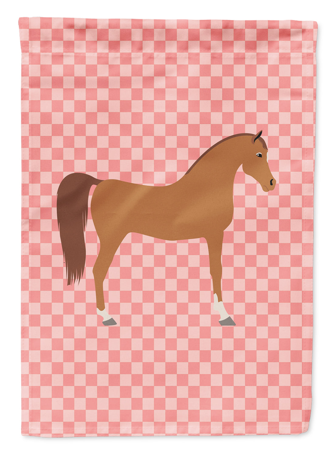 Arabian Horse Pink Check Flag Garden Size  the-store.com.