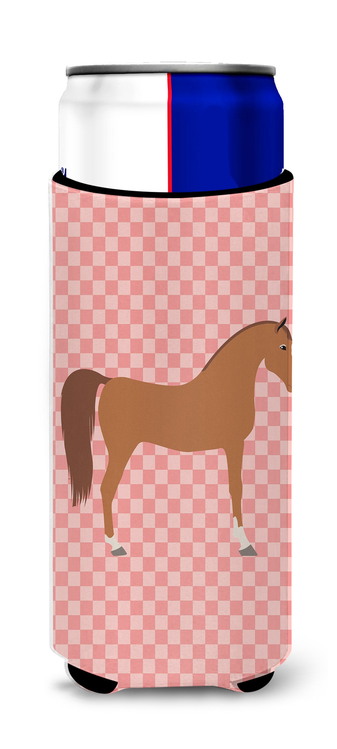 Arabian Horse Pink Check  Ultra Hugger for slim cans  the-store.com.