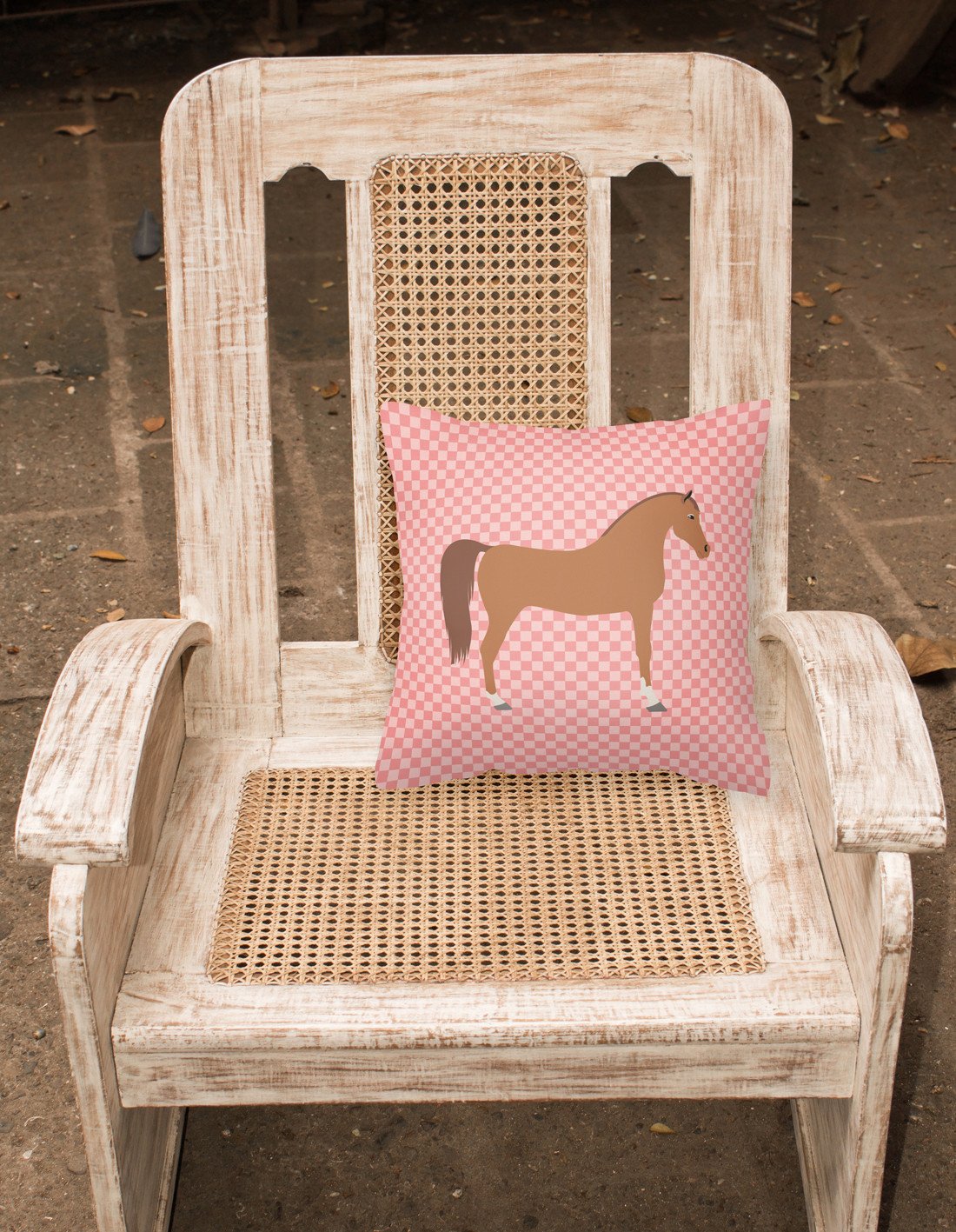 Arabian Horse Pink Check Fabric Decorative Pillow BB7911PW1818 by Caroline's Treasures