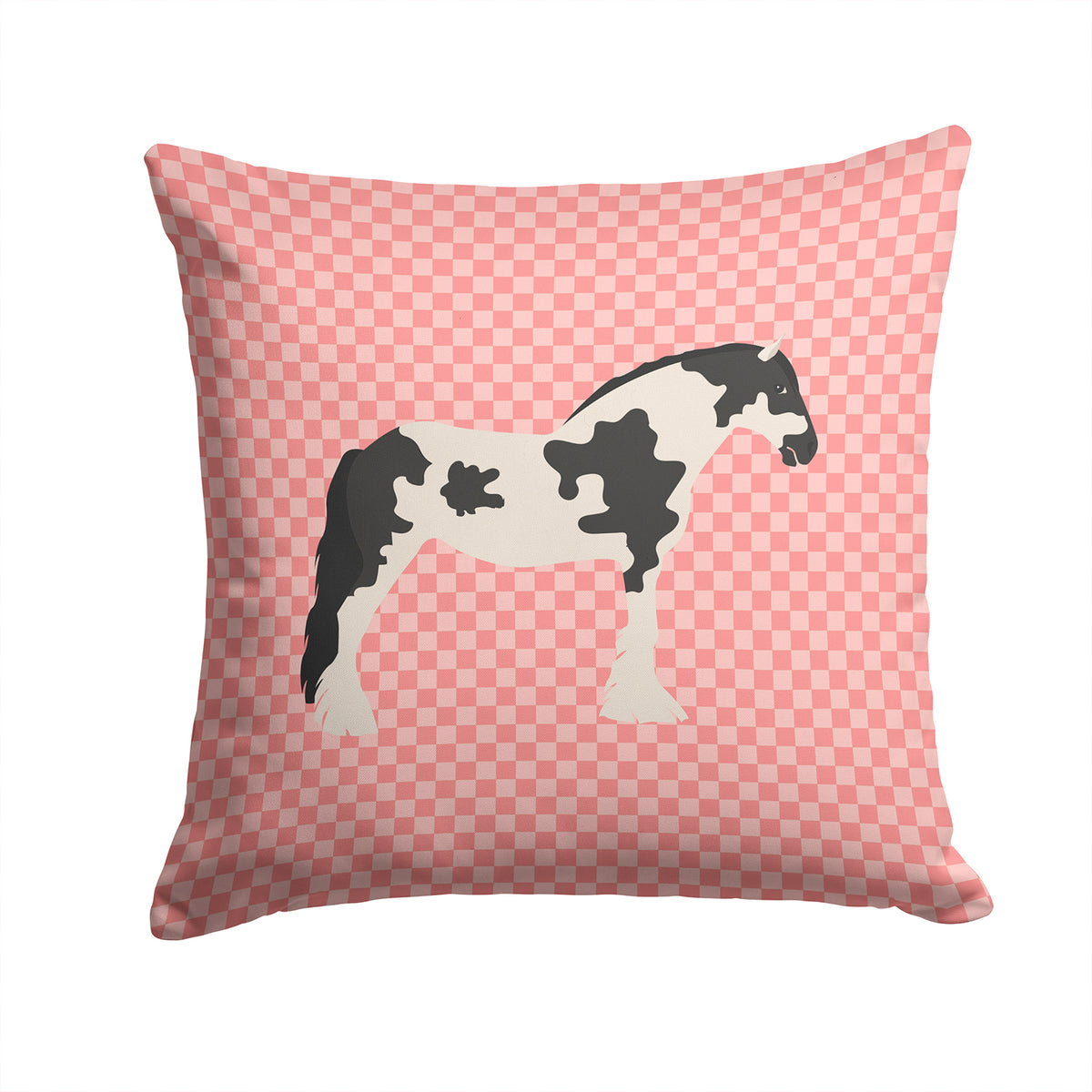 Cyldesdale Horse Pink Check Fabric Decorative Pillow BB7912PW1414 - the-store.com