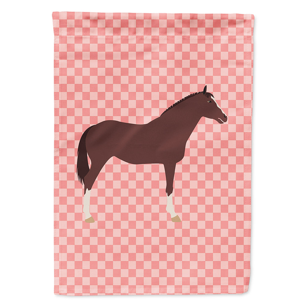 English Thoroughbred Horse Pink Check Flag Canvas House Size BB7913CHF  the-store.com.