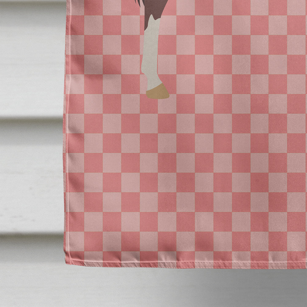 English Thoroughbred Horse Pink Check Flag Canvas House Size BB7913CHF  the-store.com.