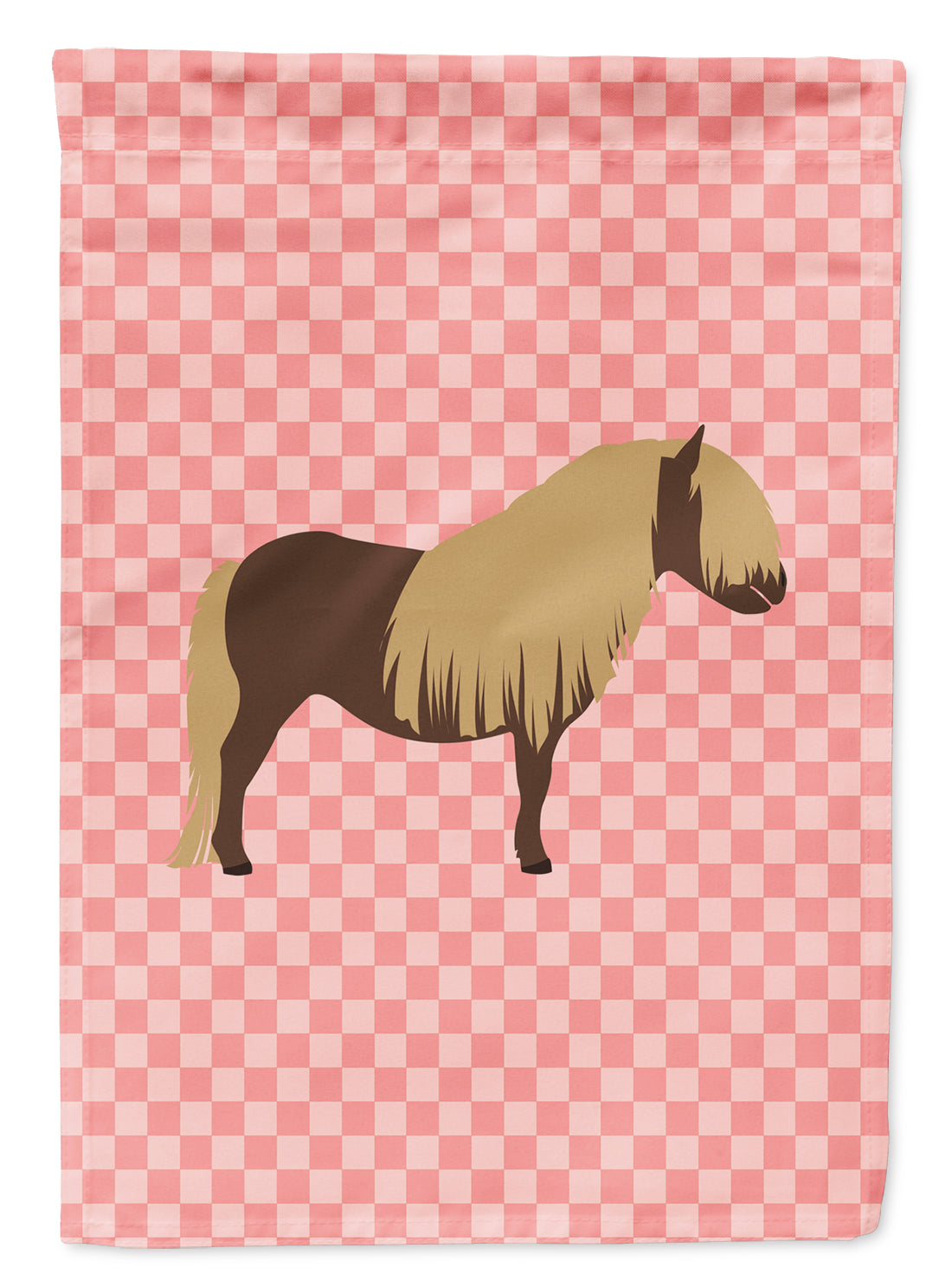 Shetland Pony Horse Pink Check Flag Garden Size  the-store.com.