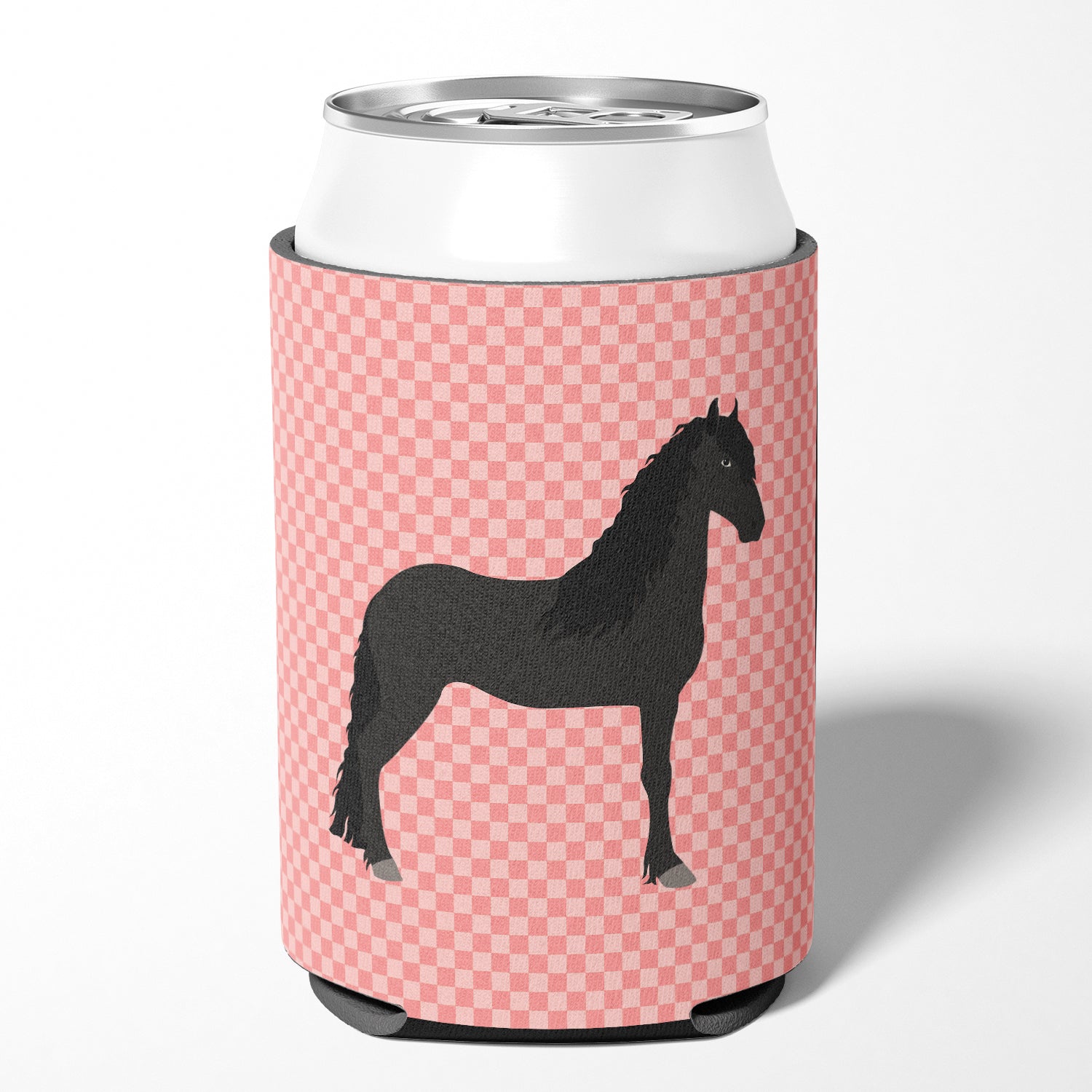 Friesian Horse Pink Check Can or Bottle Hugger BB7915CC  the-store.com.