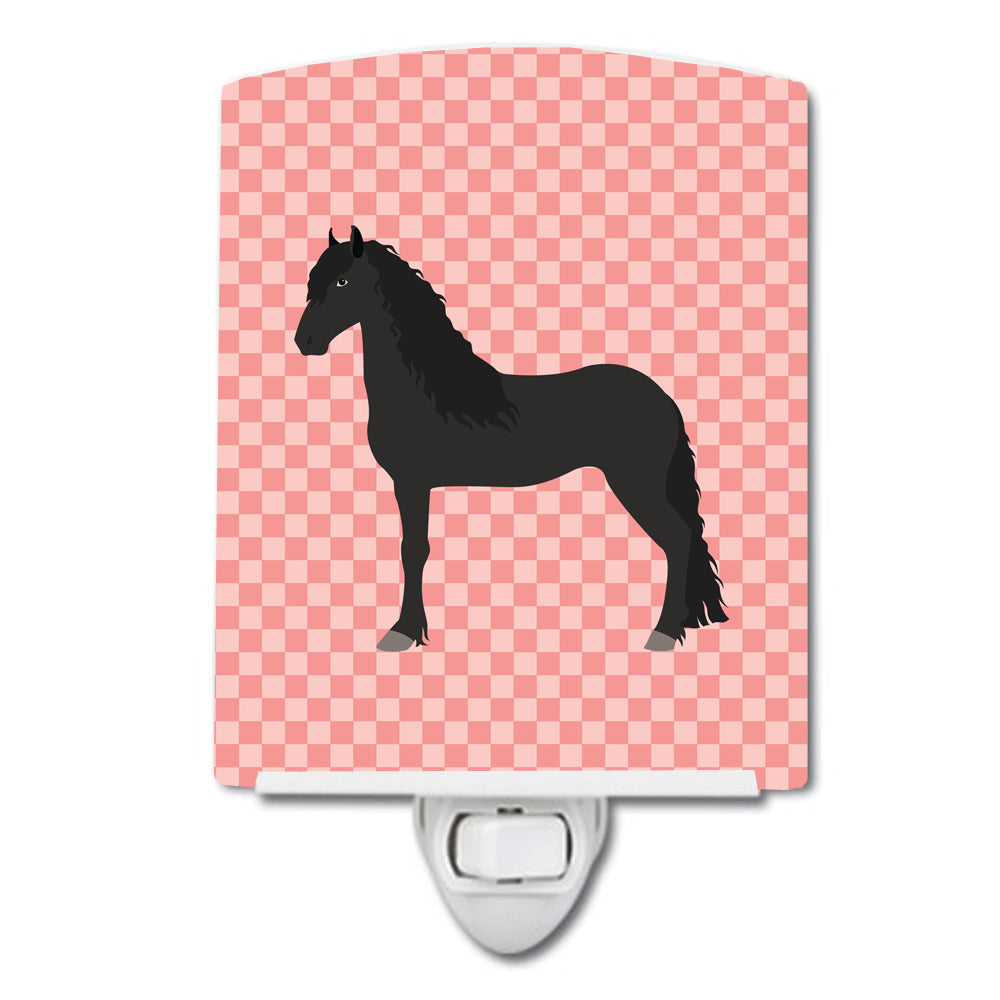 Friesian Horse Pink Check Ceramic Night Light BB7915CNL - the-store.com