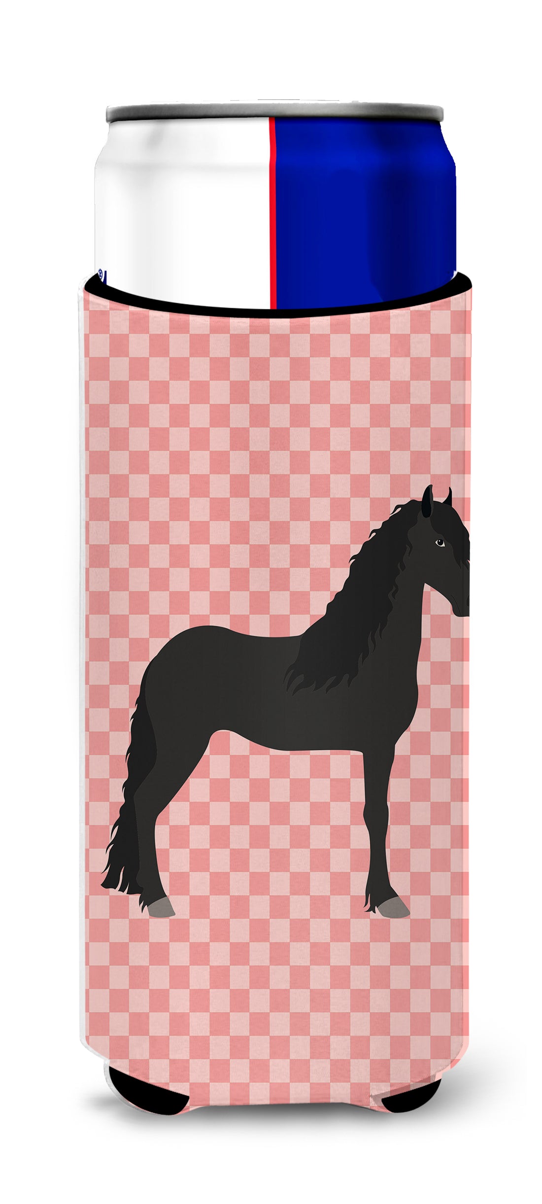 Friesian Horse Pink Check  Ultra Hugger for slim cans  the-store.com.