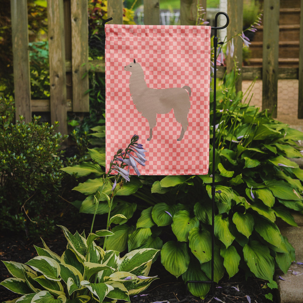 Llama Pink Check Flag Garden Size  the-store.com.