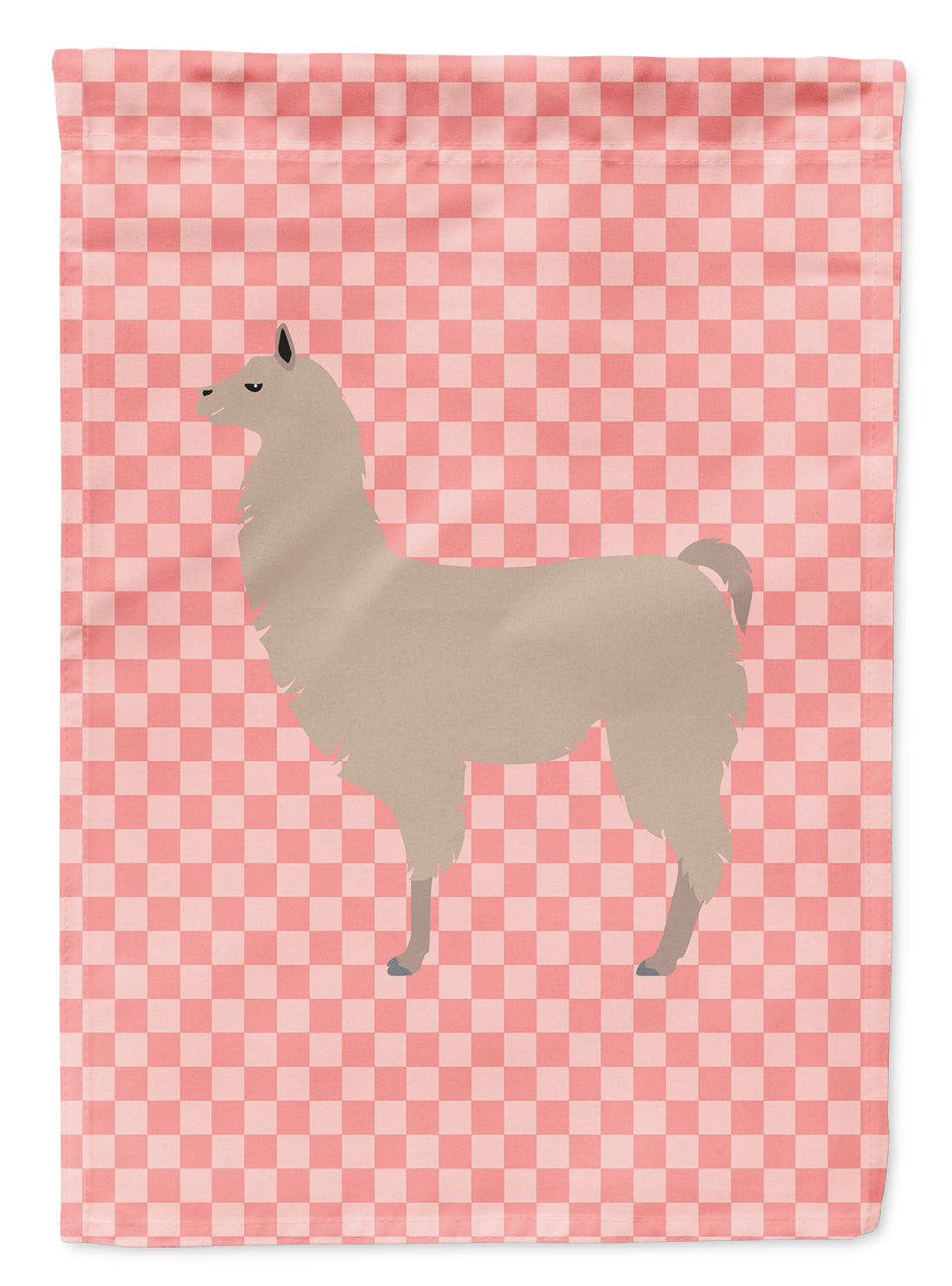 Llama Pink Check Flag Garden Size  the-store.com.