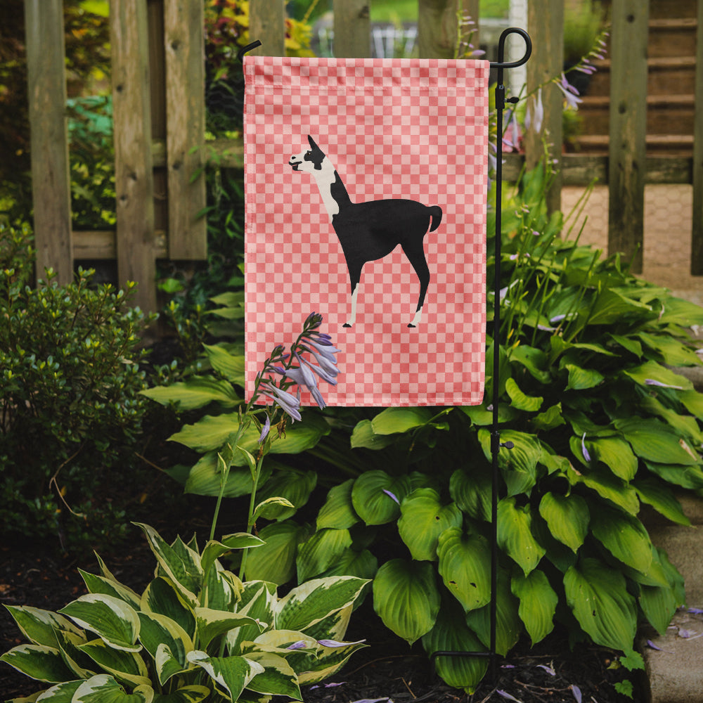 Llama Q' Ara Pink Check Flag Garden Size  the-store.com.