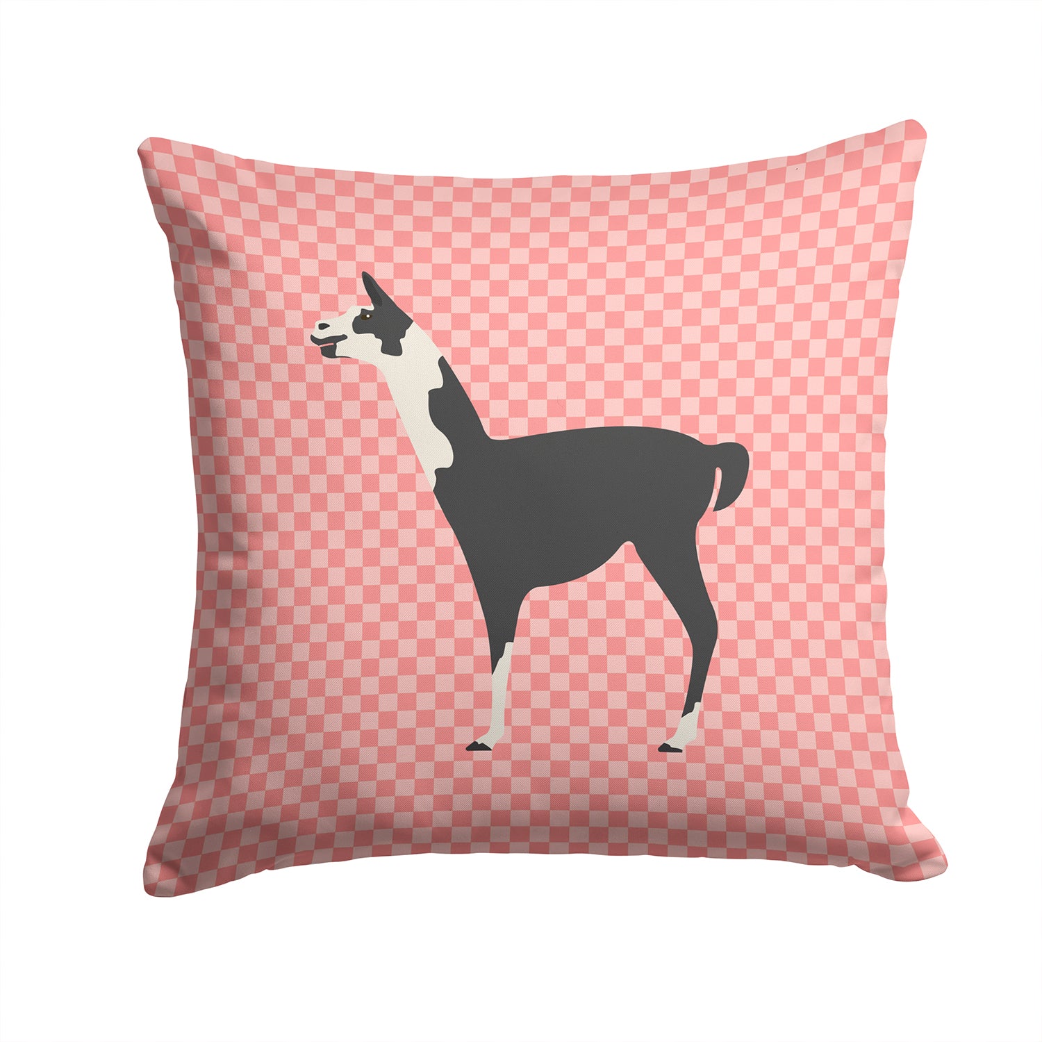 Llama Q' Ara Pink Check Fabric Decorative Pillow BB7918PW1414 - the-store.com